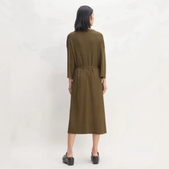 Everlane the ribbed wrap midi 3/4 sleeve dress - Picture 12 of 12